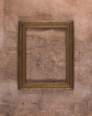 Wall Mural - simple wooden rustic frame on old dirty brown wall