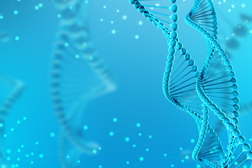 3d Illustration of DNA molecule. Helical molecule of a nucleotide in the environment of the organism