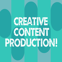 Fototapete - Conceptual hand writing showing Creative Content Production. Business photo showcasing Developing and creating visual or written assets Oblong Multi Tone Blank Copy Space for Poster Wallpaper