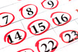 © bisonov - Red circle marked with pen on a calendar sheet 14, 15, 16 date