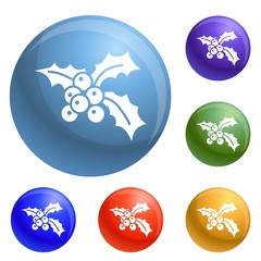 Poster - Xmas berries icons set vector 6 color isolated on white background