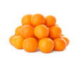 Heap of fresh ripe tangerines on white background