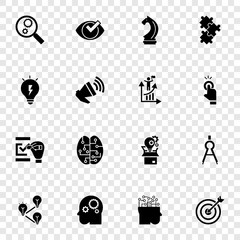 Poster - Solution icon set. Simple set of solution vector icons for web design