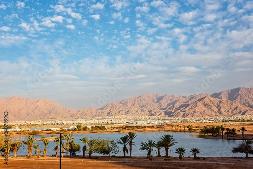 View on Jordan Aqaba city from Eilat Poster Mural XXL