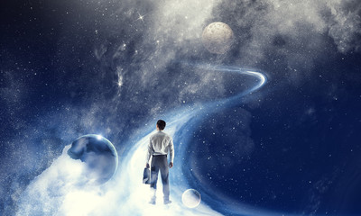 Wall Mural - businessman and cosmos concept