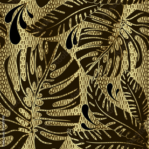 Foto Palm leaves ornate vector seamless pattern