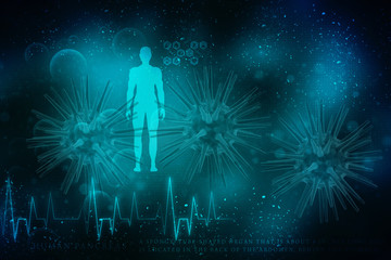 Poster - 3d rendering Virus bacteria cells background
