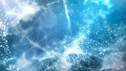 Wall Mural - blue plexus particles 4k background loop features a blue atmosphere filled with animated plexus form