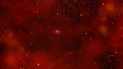 Wall Mural - sparkling red particle background 4k loop features a red atmosphere full of animated clouds, flares,