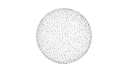Poster - Black sphere with particle dots. Digital data network connections on white background in futuristic technology concept. 3d abstract illustration