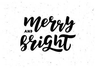 merry and bright hand drawn lettering