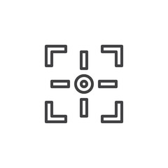Fototapete - Camera Focus outline icon. linear style sign for mobile concept and web design. Photo camera focusing screen simple line vector icon. Symbol, logo illustration. Pixel perfect vector graphics