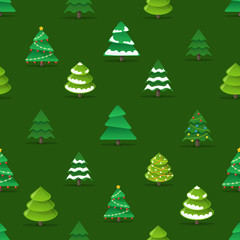 Poster - Christmas trees seamless pattern vector illustration