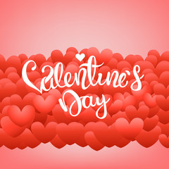 Poster - Happy valentines day greeting card. Valentines vector label with red hearts