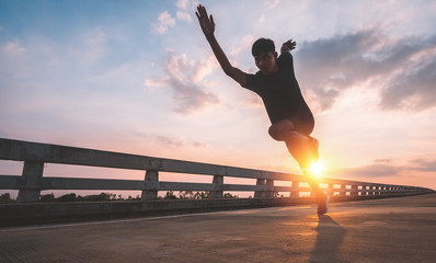 Wall Mural - Athlete runner feet running on road