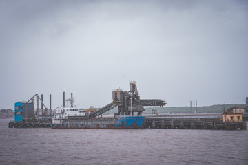 ship in the sea . sea use for cement transportation tr