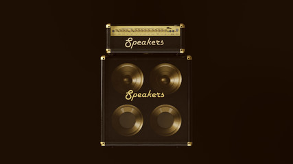 Wall Mural - Gold Concert Speaker 3d illustration	