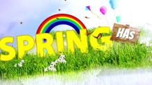 Spring Has Sprung Features A Panning Camera And Animated Rainbows, Butterflies, Paper Airplanes And Text That Reads “Spring Has Sprung So Celebrate”