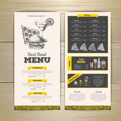 Wall Mural - Vintage chalk drawing fast food menu design. Sandwich sketch corporate identity