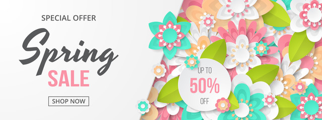 Wall Mural - spring sale banner with beautiful colorful flower. can be used for template, banners, wallpaper, fly