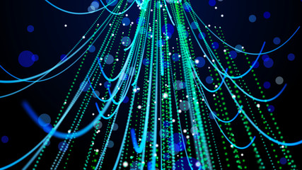 Poster - Christmas and New Year holidays background. Blurred glitter lights background. 2019 New Year shining beautiful colorful banner. Bag data. 3D rendering.