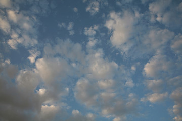 Wall Mural - Blue skies like the pictures closed fluffy clouds. Beautiful sky suitable for any natural background. The best sky with clouds stands high in front of us.