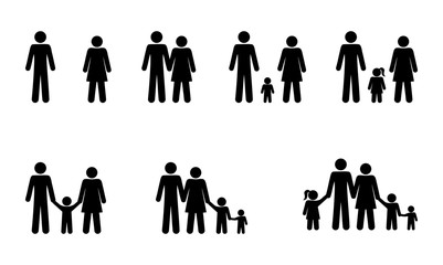 pictogram people set family stick figure man icons