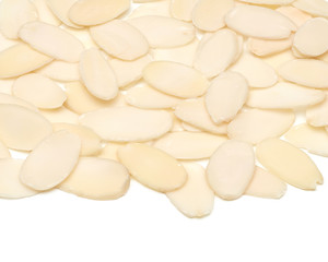 Wall Mural - Sliced almonds isolated on white background