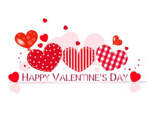 Valentine hearts and Happy Valentine's Day text. Valentines Day poster design background