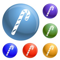 Poster - Xmas candy stick icons set vector 6 color isolated on white background