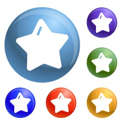 Poster - Star xmas icons set vector 6 color isolated on white background