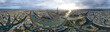 Paris Aerial 360 Panoramic Cityscape View in France. Beautiful City Skyline and Famous Landmarks, Central Downtown Buildings Wide Panorama. French Capital is very popular European Tourist Destination