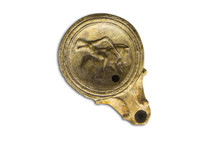 Roman Clay Oil Lamp Decorated With Horseman