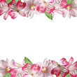 Beautiful floral background of pink Alstroemeria and mallow 