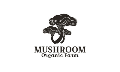 Vector emblem design champignon organic farm. Mushroom farm logo template is an excellent logo template highly suitable for company - Vector