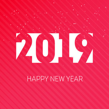 Happy new year 2019. Greeting card or calendar cover design template. Cover of business diary for 2019 with wishes. Vector background with pattern.