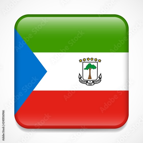 Fotografía Flag of Equatorial Guinea. Square glossy badge
