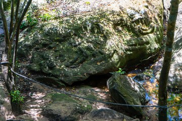 stone carving in the river at Kbal Spean