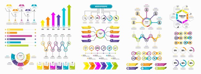 Fototapete - Set of Infographics Elements Data Visualization Template Design Vector Editable