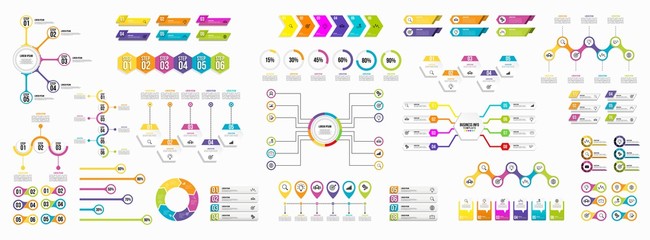 Poster - set of infographics elements data visualization template design vector editable