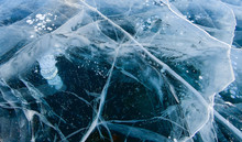Smooth Surface Of Frozen Ice Field Of Lake Baikal In Winter