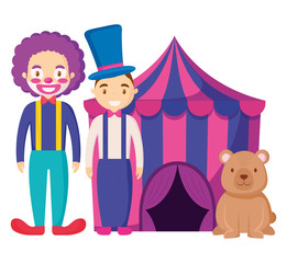 Poster - circus clown and magician funny characters