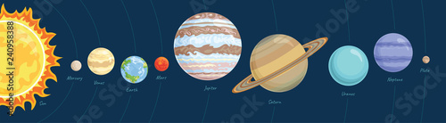 Solar System Planets Vector Illustration In Flat Style