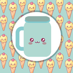 Wall Mural - cute beverage jar kawaii character