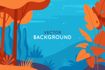 Aufkleber - Vector abstract illustration in flat linear style and bright colors -  nature landscape illustration