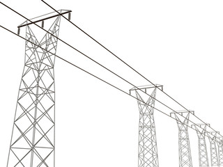 Poster - electrical towers with wires