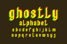 Ghostly Isolated English Alphabet. Yellow Vibrating Font.
