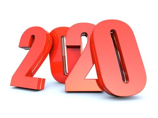 Wall Mural - Happy New Year 2020 red calendar background