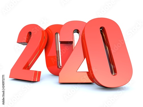 Fotografia Happy New Year 2020 red calendar background