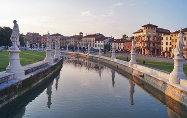 Canal of Prato della Valle square at sunset, Padua, Italy